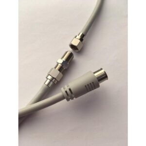 延長ができる!テレビ接続ケーブル S4C-FB 1.0m~3.0m F型プッシュ x F型ねじ式接栓付 中継接栓付属 ライトグレー14SF-〇G